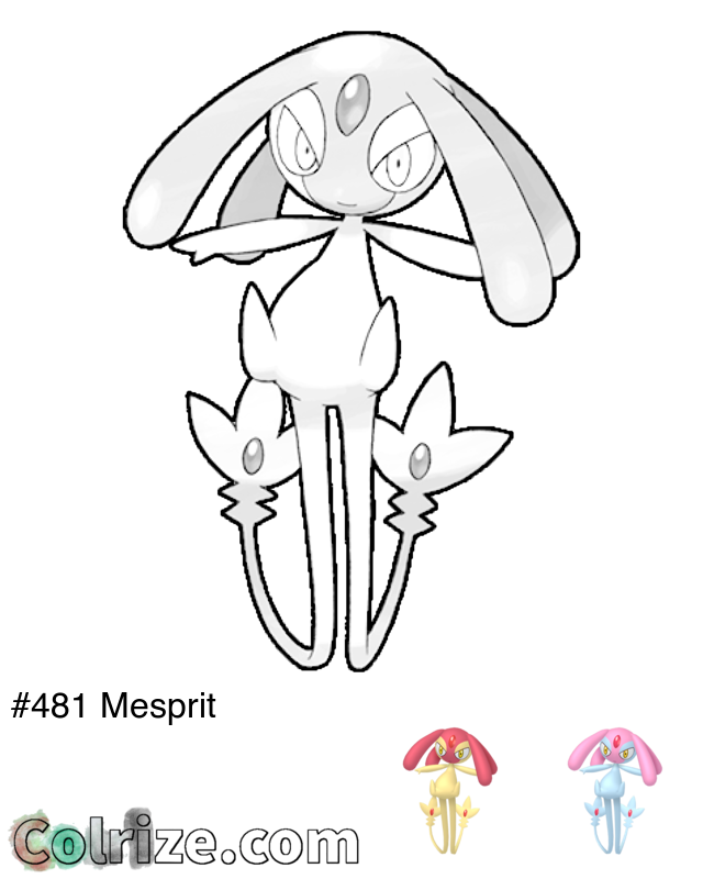 Pokemon Mesprit coloring page + Shiny Mesprit coloring page