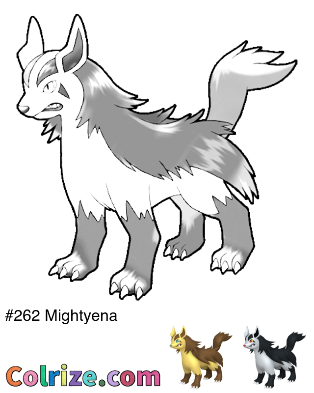 Pokemon Mightyena coloring page + Shiny Mightyena coloring page