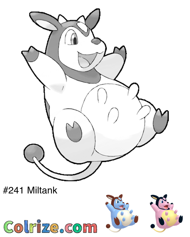 Pokemon Miltank coloring page + Shiny Miltank coloring page