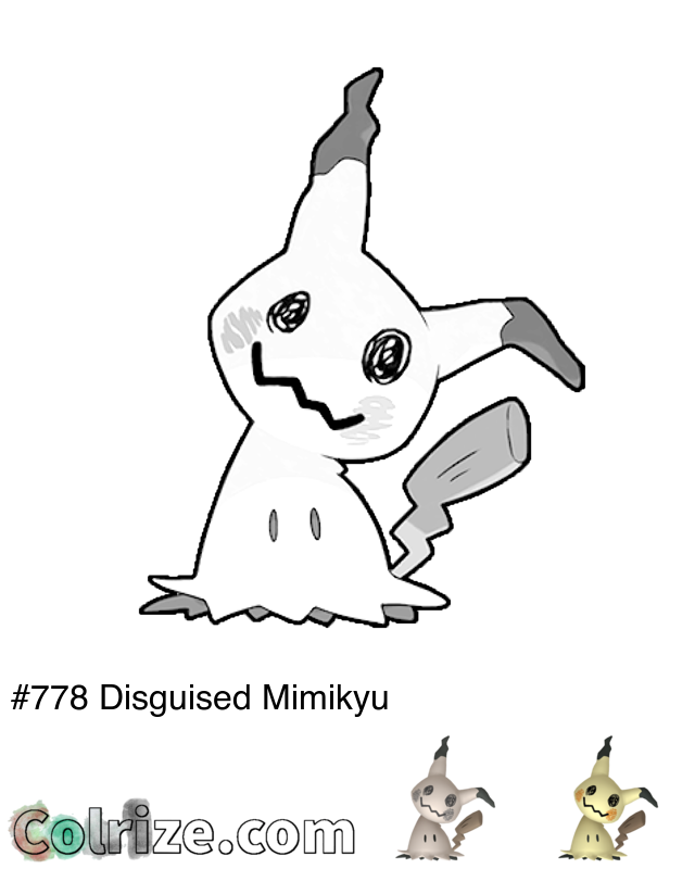 Pokemon Disguised Mimikyu coloring page + Shiny Disguised Mimikyu coloring page