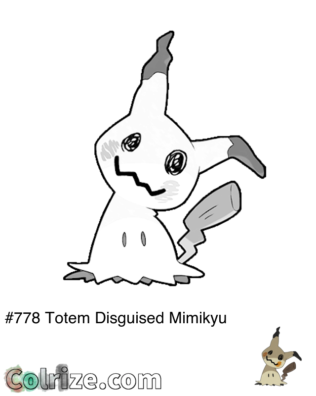 Pokemon Totem Disguised Mimikyu coloring page