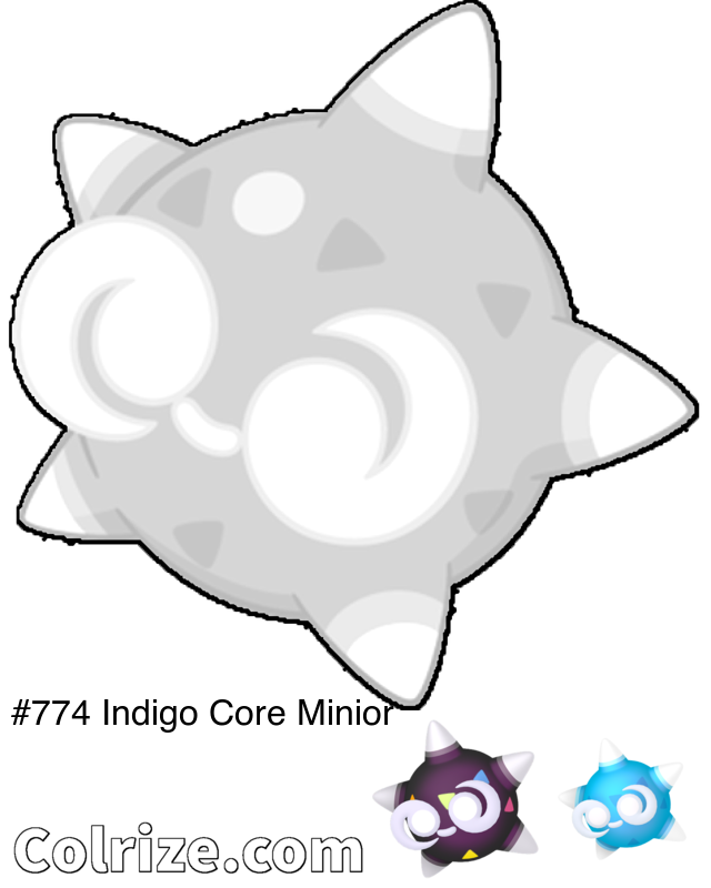 Pokemon Indigo Core Minior coloring page + Shiny Indigo Core Minior coloring page