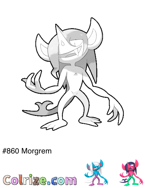 Pokemon Morgrem coloring page + Shiny Morgrem coloring page