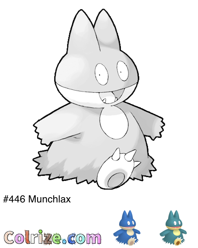 Pokemon Munchlax coloring page + Shiny Munchlax coloring page