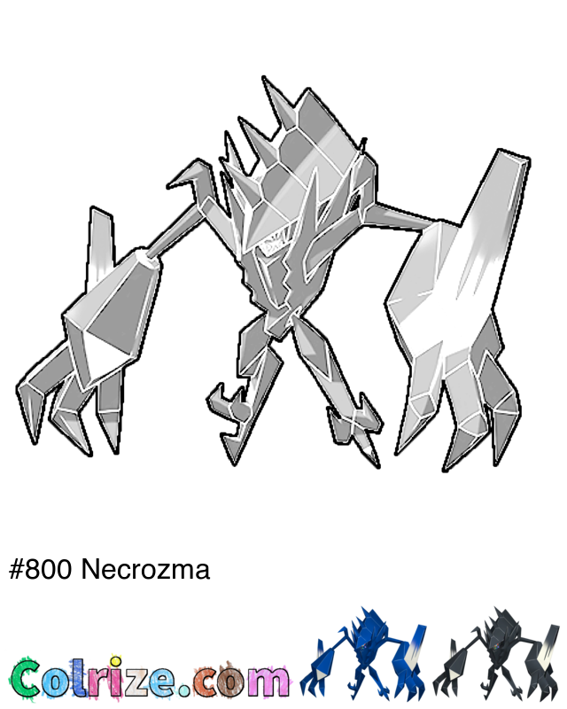 Pokemon Necrozma coloring page + Shiny Necrozma coloring page