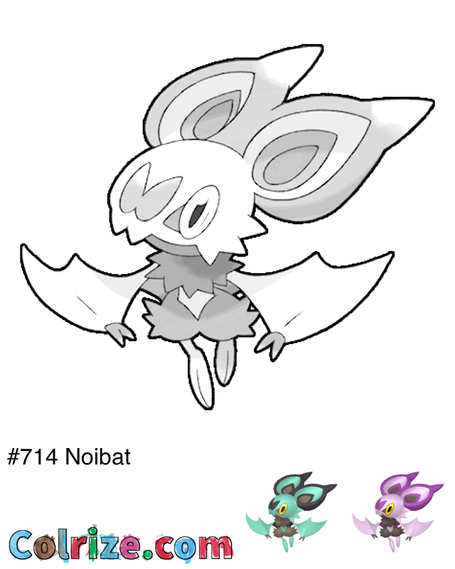 Pokemon Noibat coloring page + Shiny Noibat coloring page