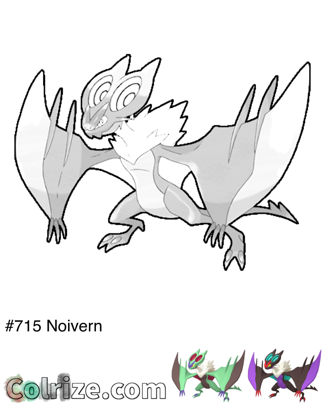 Pokemon Noivern coloring page + Shiny Noivern coloring page