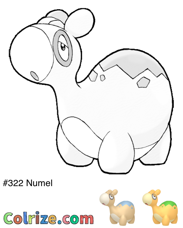 Pokemon Numel coloring page + Shiny Numel coloring page