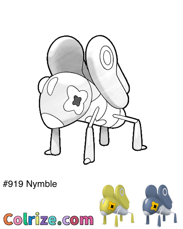 Pokemon Nymble coloring page + Shiny Nymble coloring page