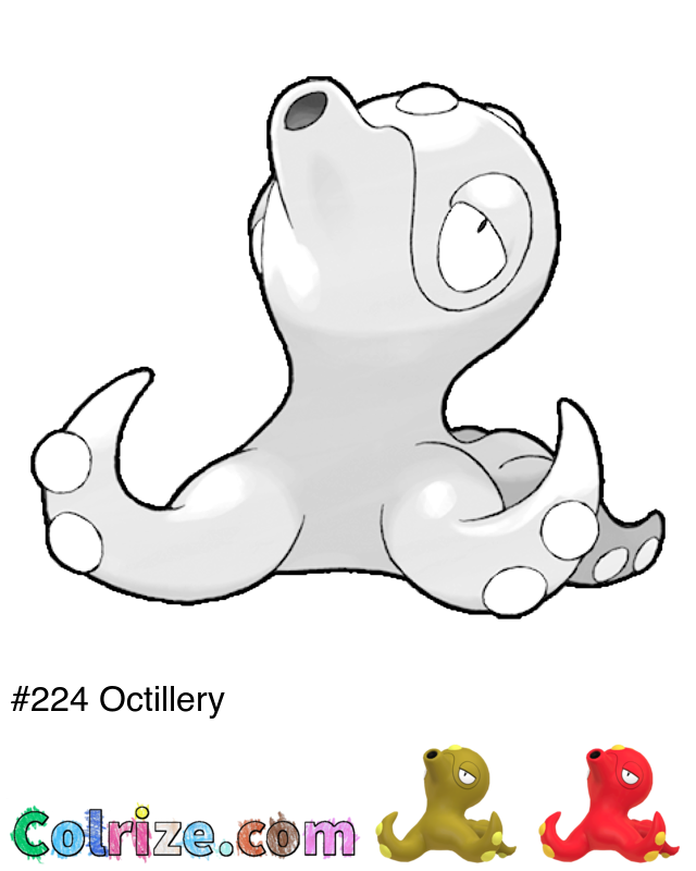 Pokemon Octillery coloring page + Shiny Octillery coloring page