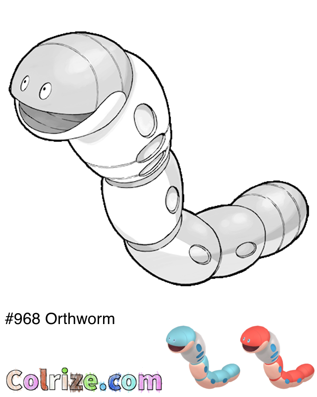 Pokemon Orthworm coloring page + Shiny Orthworm coloring page