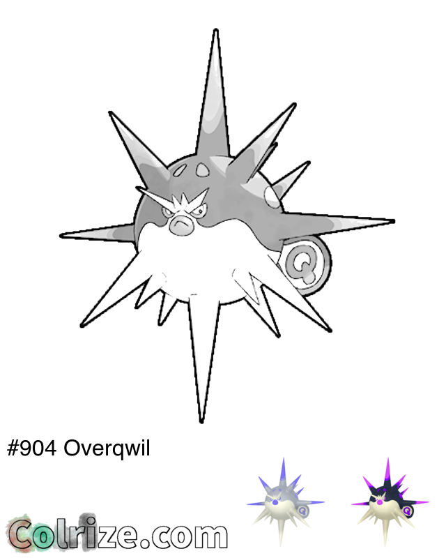 Pokemon Overqwil coloring page + Shiny Overqwil coloring page