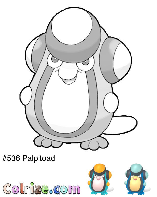 Pokemon Palpitoad coloring page + Shiny Palpitoad coloring page