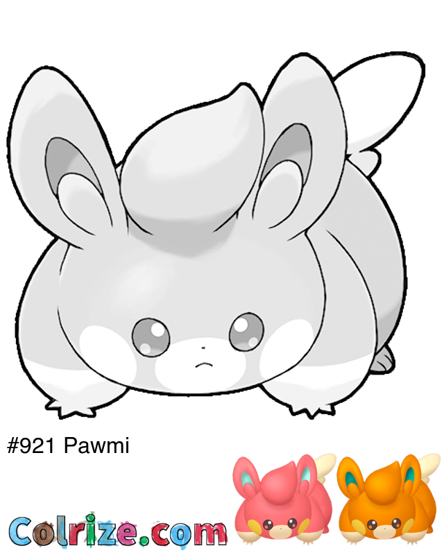 Pokemon Pawmi coloring page + Shiny Pawmi coloring page