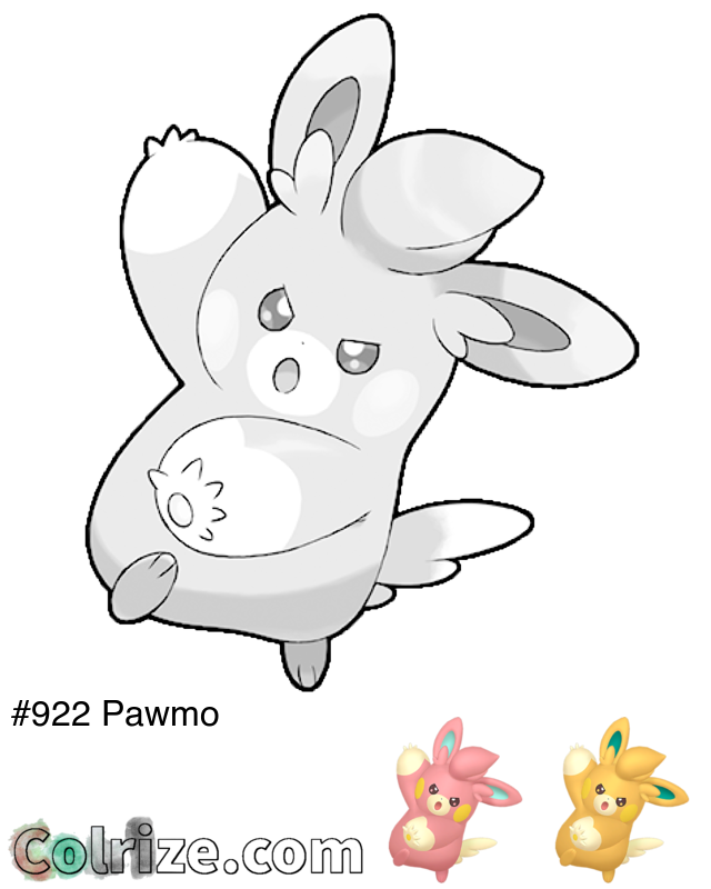 Pokemon Pawmo coloring page + Shiny Pawmo coloring page