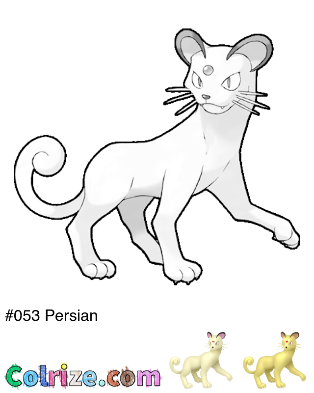 Pokemon Persian coloring page + Shiny Persian coloring page