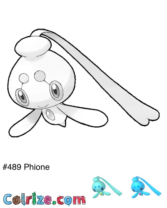 Pokemon Phione coloring page + Shiny Phione coloring page