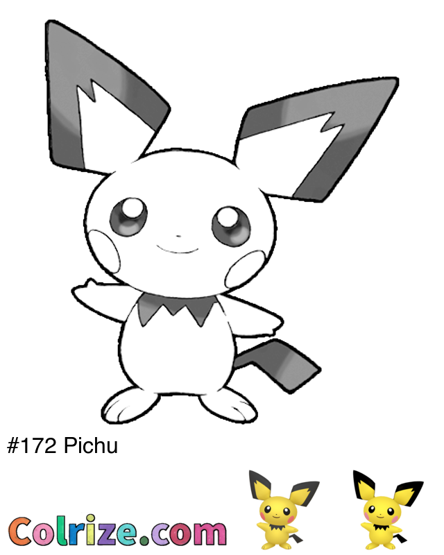 Pokemon Pichu coloring page + Shiny Pichu coloring page