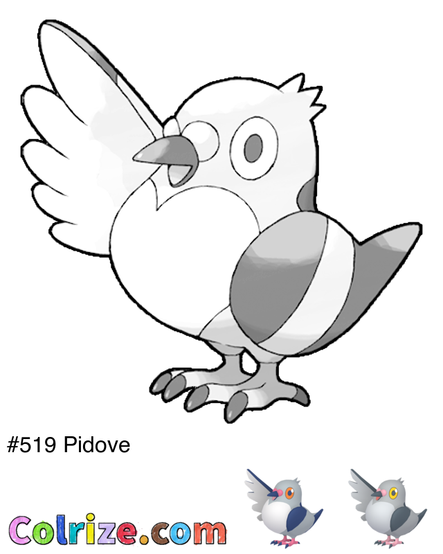 Pokemon Pidove coloring page + Shiny Pidove coloring page