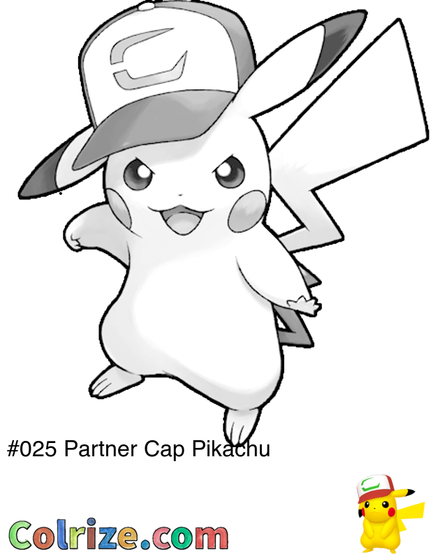 Pokemon Partner Cap Pikachu coloring page