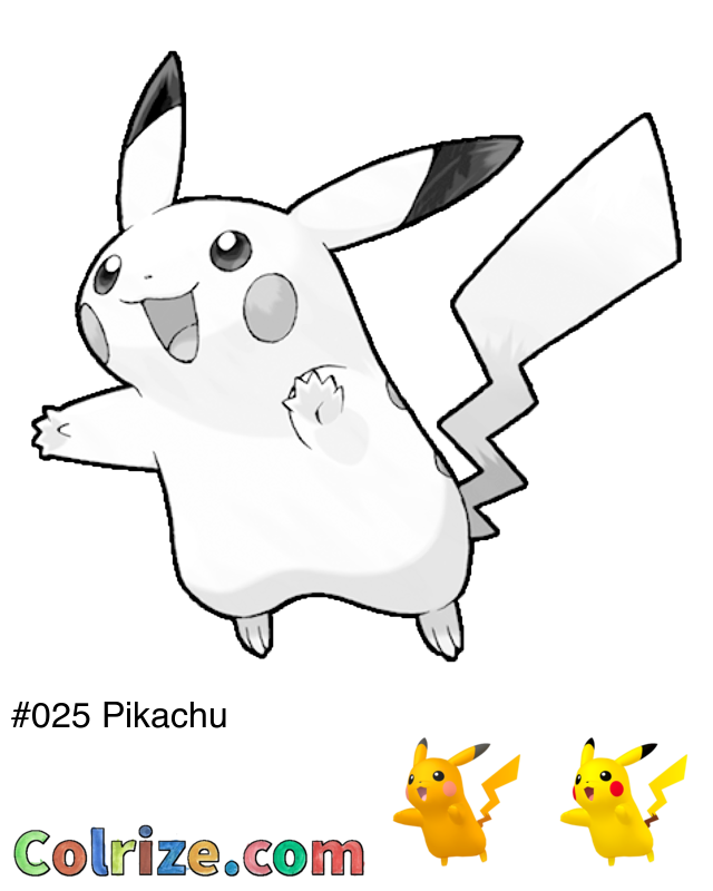 Pokemon Pikachu coloring page + Shiny Pikachu coloring page