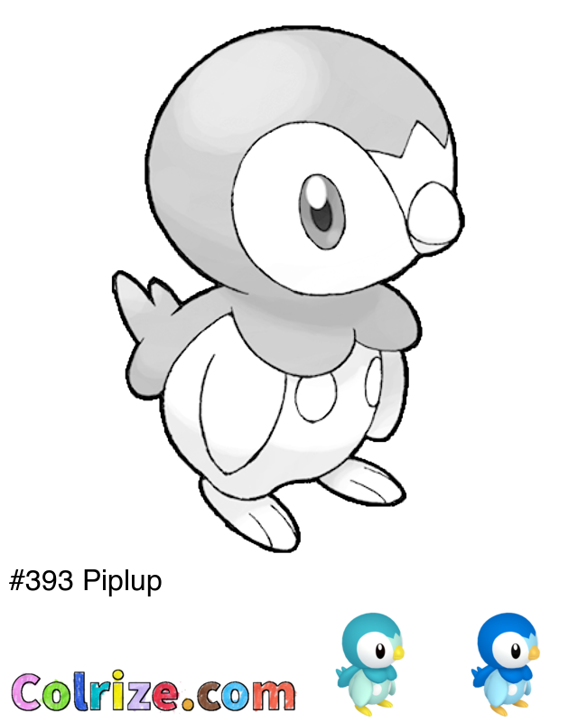 Pokemon Piplup coloring page + Shiny Piplup coloring page