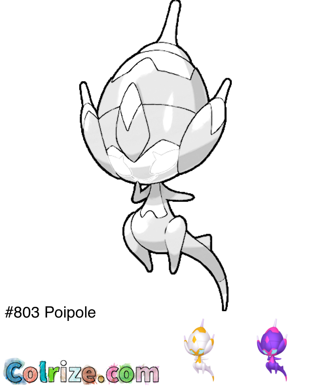 Pokemon Poipole coloring page + Shiny Poipole coloring page