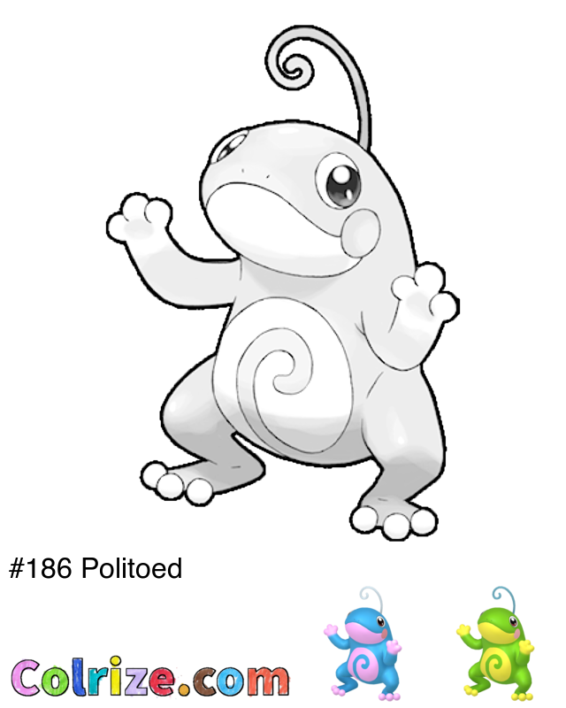 Pokemon Politoed coloring page + Shiny Politoed coloring page