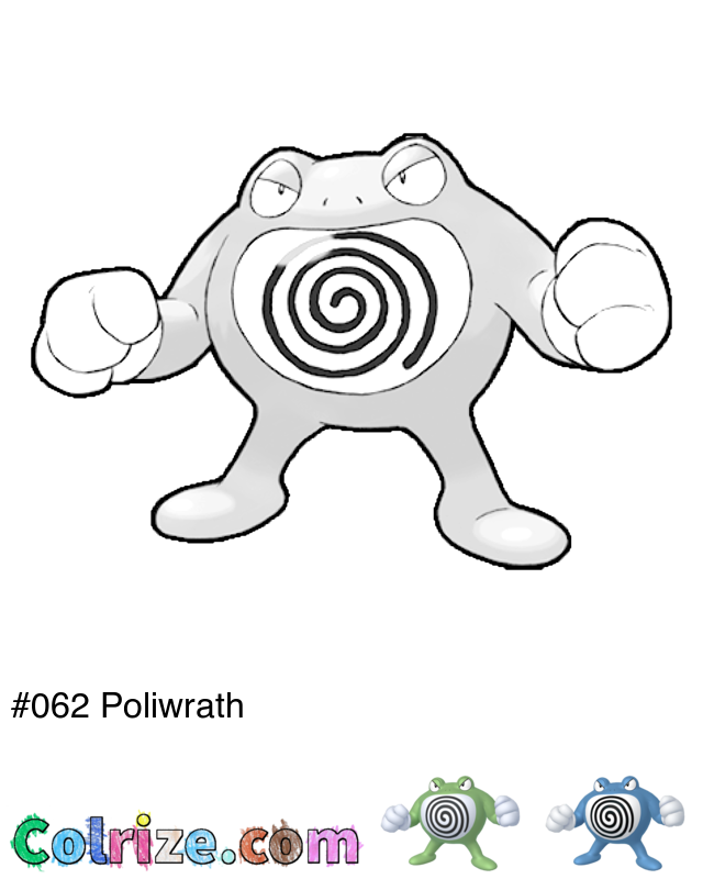 Pokemon Poliwrath coloring page + Shiny Poliwrath coloring page