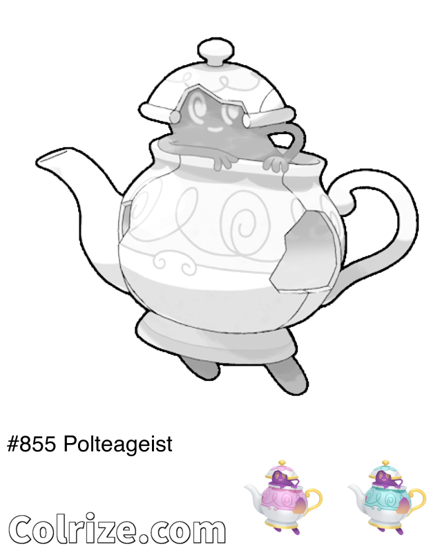 Pokemon Polteageist coloring page + Shiny Polteageist coloring page
