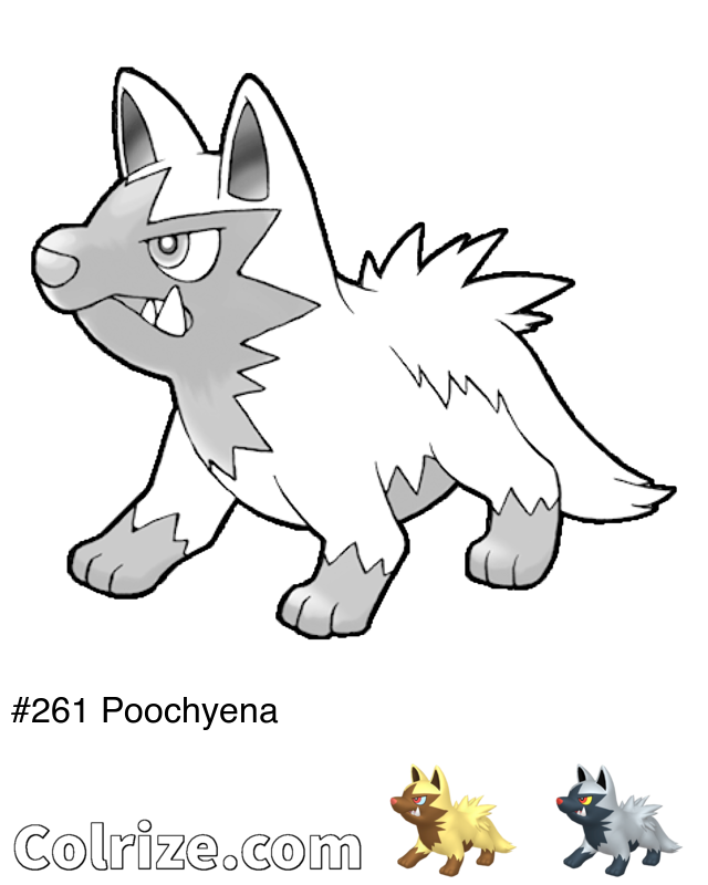 Pokemon Poochyena coloring page + Shiny Poochyena coloring page