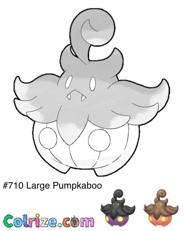 Pokemon Large Pumpkaboo coloring page + Shiny Large Pumpkaboo coloring page