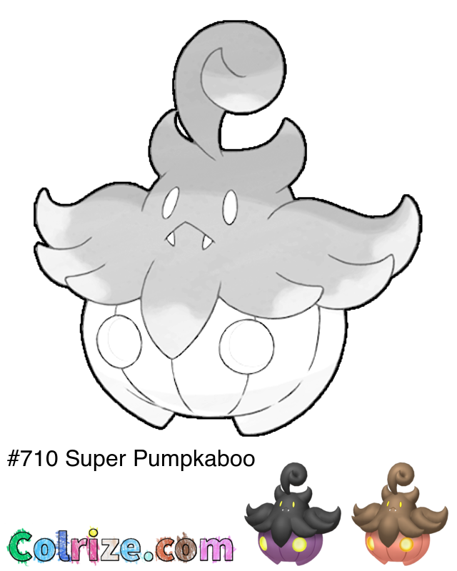 Pokemon Super Pumpkaboo coloring page + Shiny Super Pumpkaboo coloring page