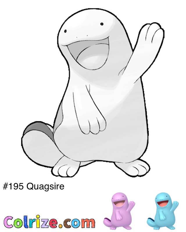 Pokemon Quagsire coloring page + Shiny Quagsire coloring page