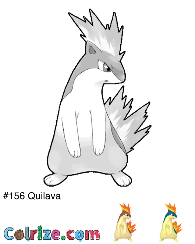 Pokemon Quilava coloring page + Shiny Quilava coloring page