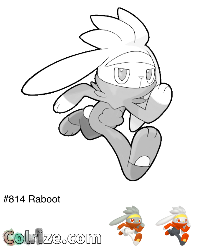 Pokemon Raboot coloring page + Shiny Raboot coloring page