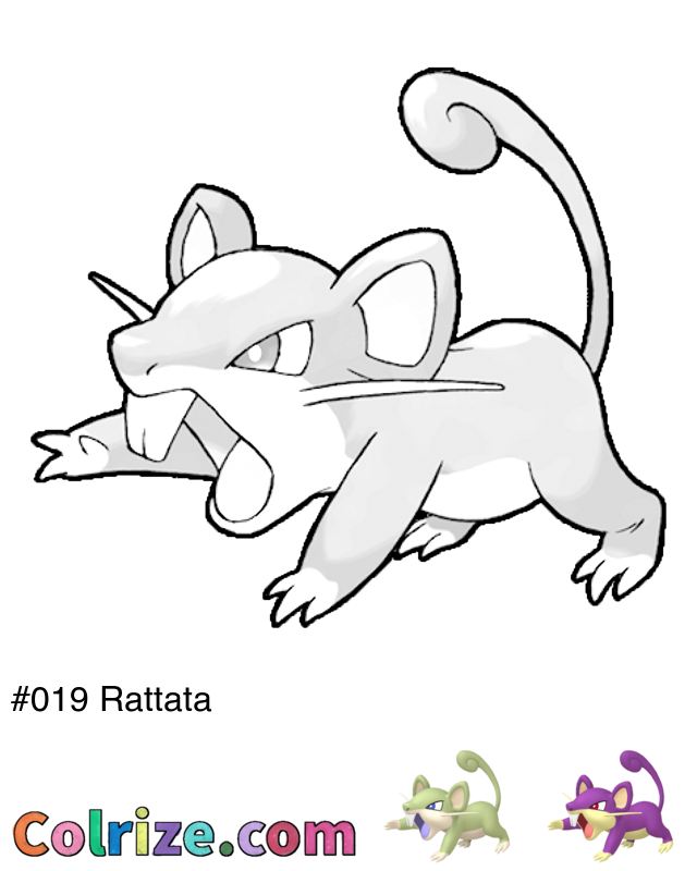 Pokemon Rattata coloring page + Shiny Rattata coloring page