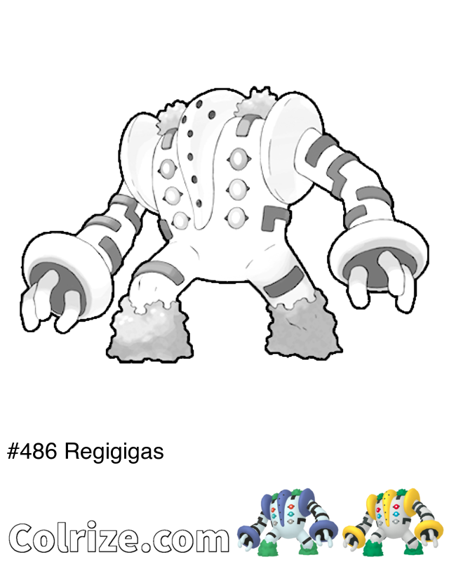 Pokemon Regigigas coloring page + Shiny Regigigas coloring page