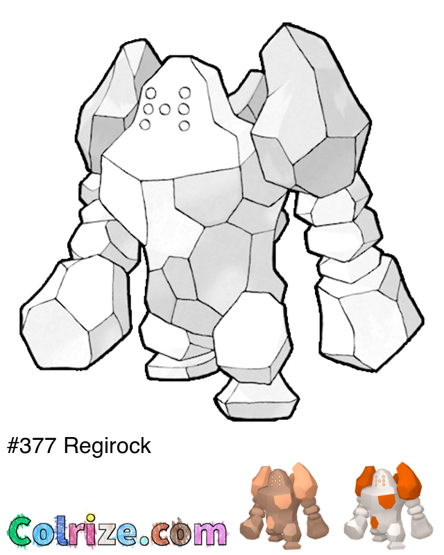 Pokemon Regirock coloring page + Shiny Regirock coloring page