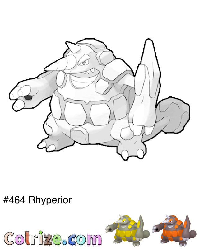 Pokemon Rhyperior coloring page + Shiny Rhyperior coloring page