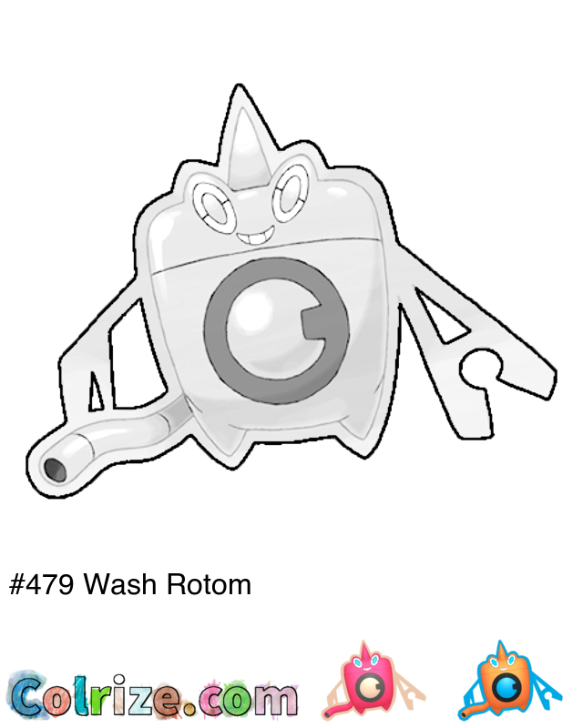 Pokemon Wash Rotom coloring page + Shiny Wash Rotom coloring page