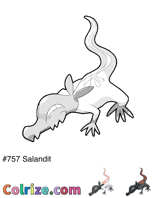 Pokemon Salandit coloring page + Shiny Salandit coloring page