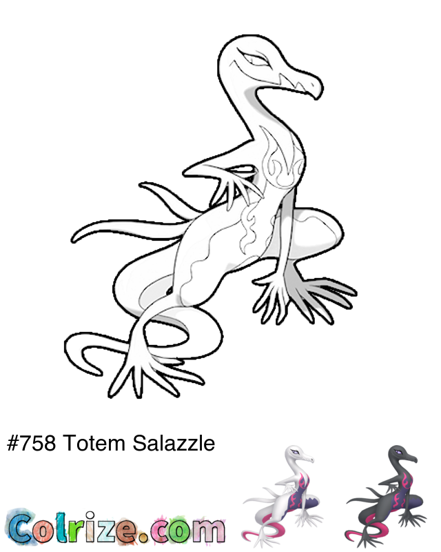 Pokemon Totem Salazzle coloring page + Shiny Totem Salazzle coloring page