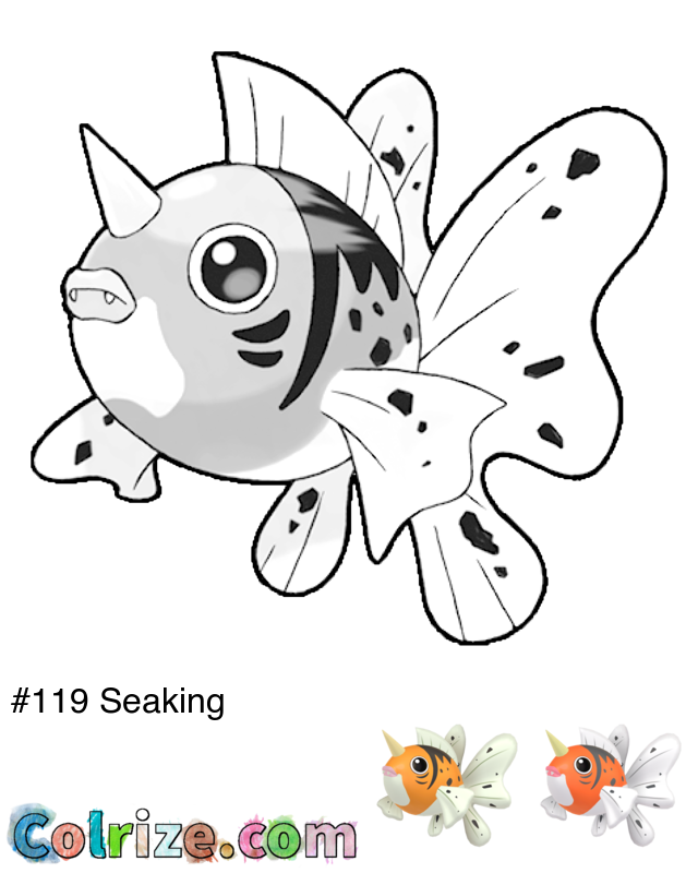 Pokemon Seaking coloring page + Shiny Seaking coloring page