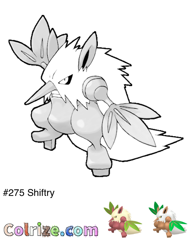 Pokemon Shiftry coloring page + Shiny Shiftry coloring page