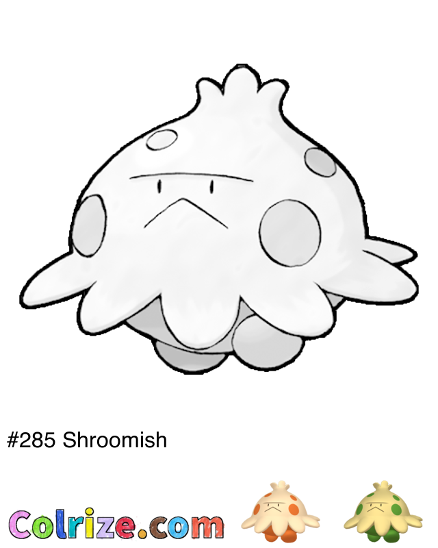 Pokemon Shroomish coloring page + Shiny Shroomish coloring page