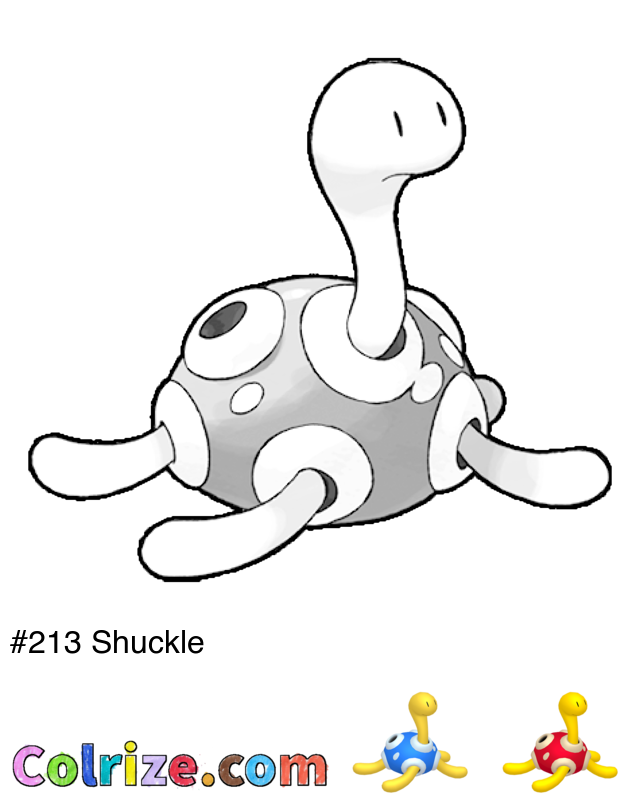 Pokemon Shuckle coloring page + Shiny Shuckle coloring page