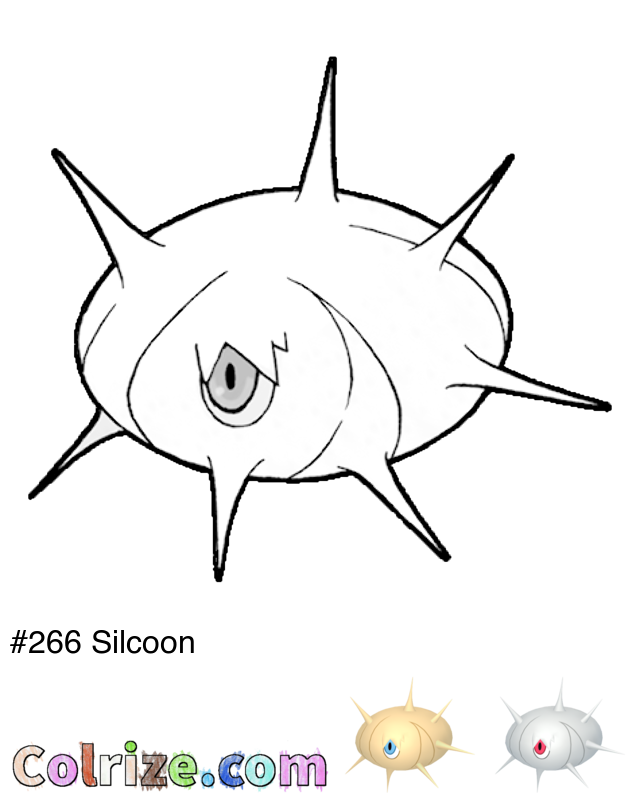 Pokemon Silcoon coloring page + Shiny Silcoon coloring page