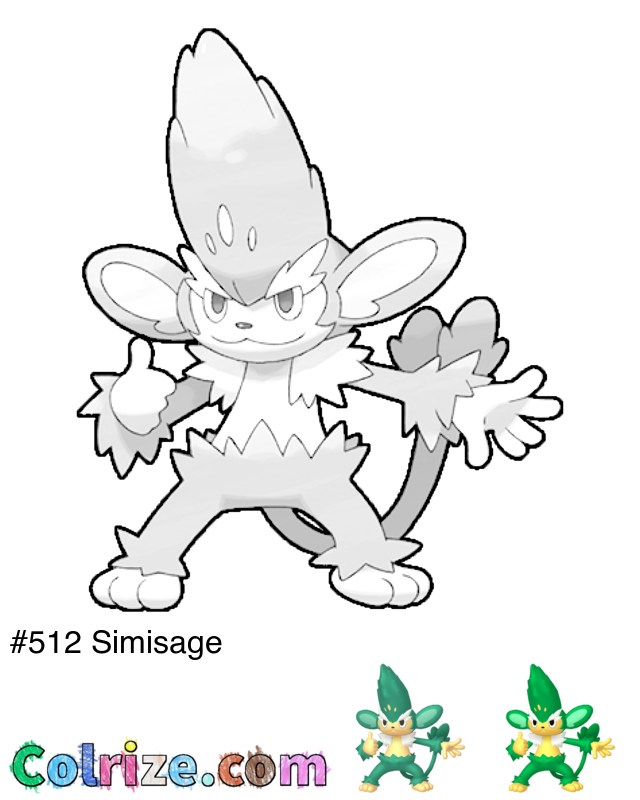 Pokemon Simisage coloring page + Shiny Simisage coloring page