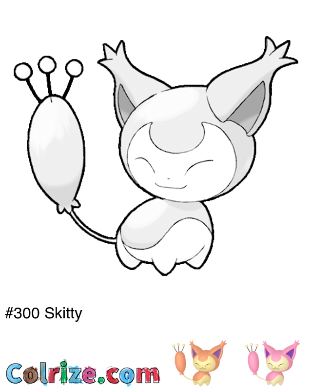 Pokemon Skitty coloring page + Shiny Skitty coloring page